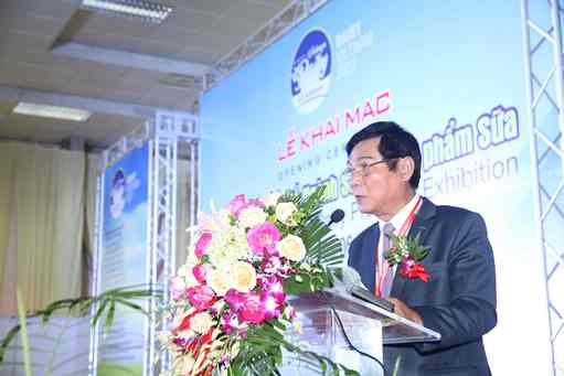 Ông Trần Quang Trung, Chủ tịch Hiệp hội sữa Việt Nam phát biểu tại lễ khai mạc